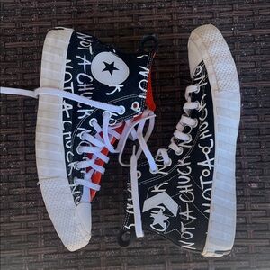 Converse Black and White Graffiti High-Top Kids Sneakers